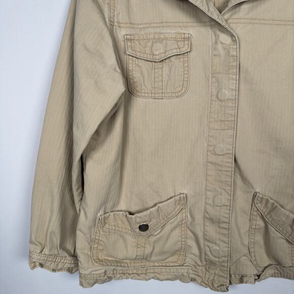 Levi's Cream Khaki Snap Button Casual 100% Cotton Pockets Jacket Women's Size L - Picture 3 of 6